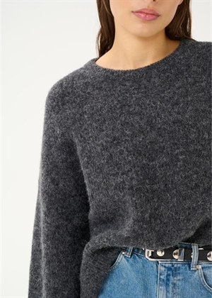 Alpha slit pullover Charcoal Melange Gestuz